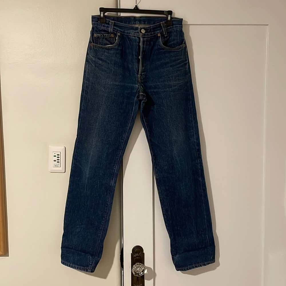 Vintage 70s Student Levi’s 701s. High Rise. Straight Leg. 32x34. Great Wash!